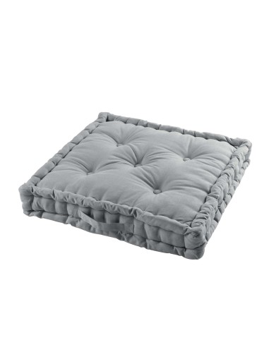 coussin de sol 60 x 60 x 10 cm coton uni panama gris