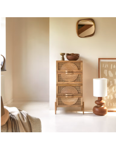 prit84 - chiffonnier sina manguier / rotin - 40x54x110cm