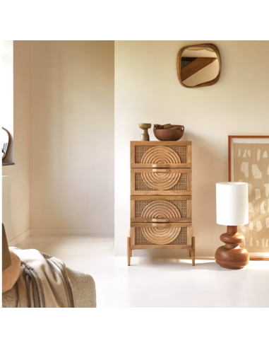 prit84 - chiffonnier sina manguier / rotin - 40x54x110cm
