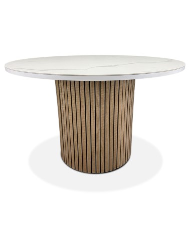 table fence 120 ceramique ( plateau marbre / pieds bois)