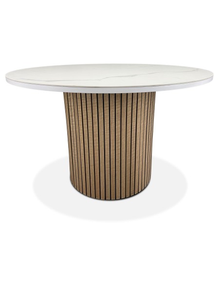 table fence 120 ceramique ( plateau marbre / pieds bois)