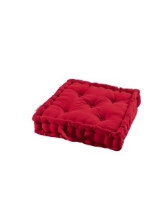 1608733-coussin de sol 45 x 45 x 10 cm coton uni panama rouge