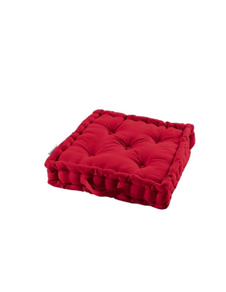 1608733-coussin de sol 45 x 45 x 10 cm coton uni panama rouge