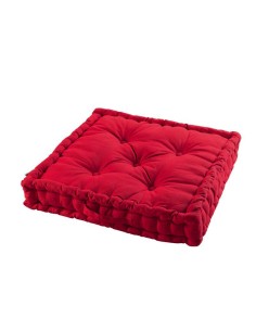 1608746-coussin de sol 60 x 60 x 10 cm coton uni panama rouge