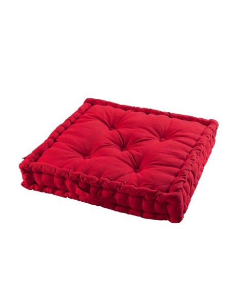 1608746-coussin de sol 60 x 60 x 10 cm coton uni panama rouge