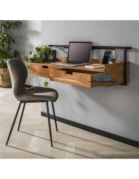 prit01 - console bureau wooden / 2 tiroirs - 120x37x38cm