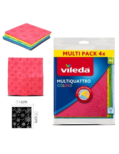 lavette multi quattro x4  vileda 36 x 34 cm fr
