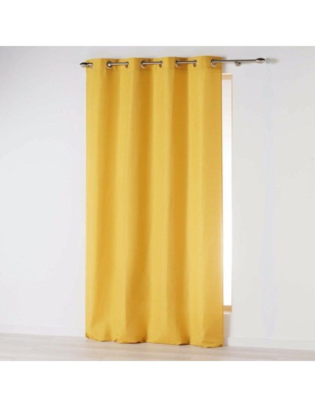 rideau a oeillets 140 x 260 cm microfibre unie absolu moutarde