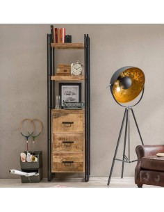 prit69 - bibliotheque slim 3 tiroirs 2 etageres - 40x55x200cm