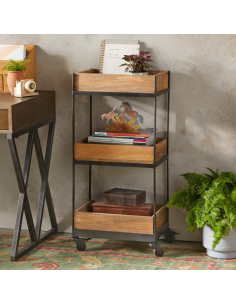 prit70 - desserte 3 niveaux bois / metal - 16,5x12x35cm