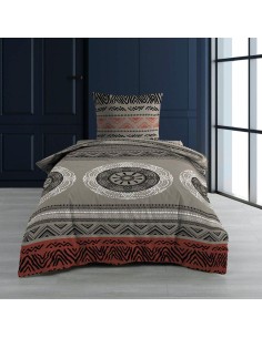 1643359-parure 2 p. 140 x 200 cm imprime 57 fils allover linake taupe