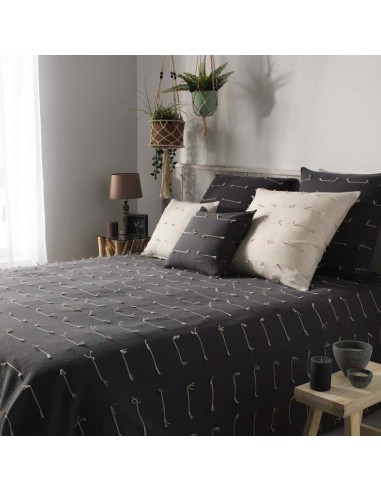 1643263 - couvre lit 1 personne 180 x 220 cm polycoton tisse fileo anthracite