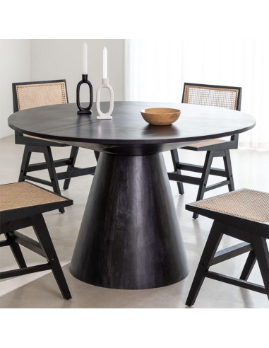prit06 - table repas ronde viva manguier noir - 120x62x77cm