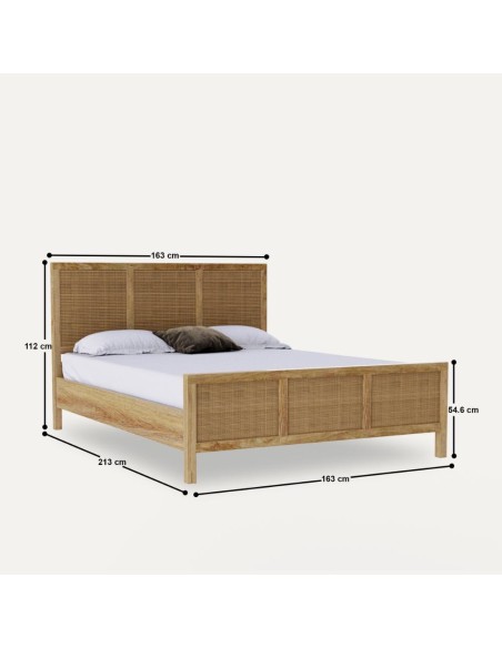 prit20 - lit  cane 140*190 cm - 140x190x55cm