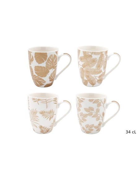 mug bombe feuilles dorees 34cl porcelain