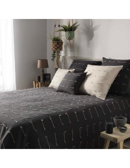 1643266 - couvre lit 2 personnes 230 x 250 cm polycoton tisse fileo anthracite