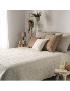 couvre lit 2 personnes 230 x 250 cm polycoton tisse fileo naturel