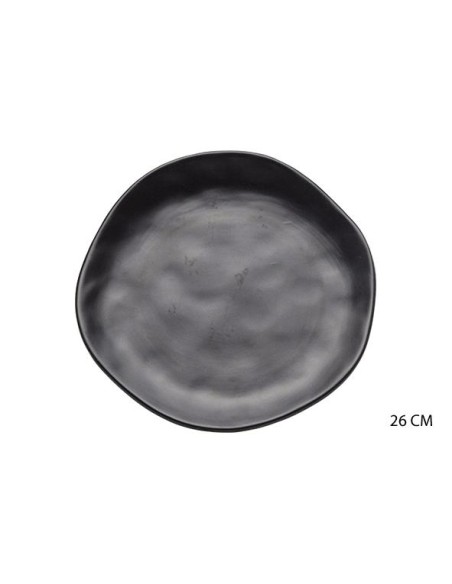 ass.plate 26cm gres noir mat organic