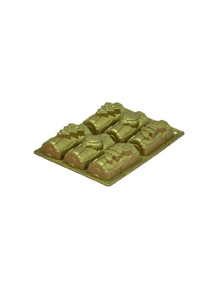 moule  6 mini buches noel silicone dore