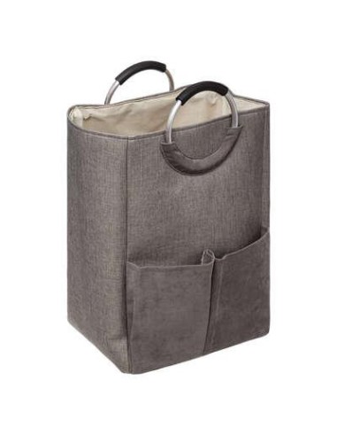 panier linge double poche gris