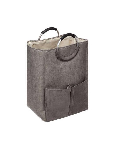 panier linge double poche gris