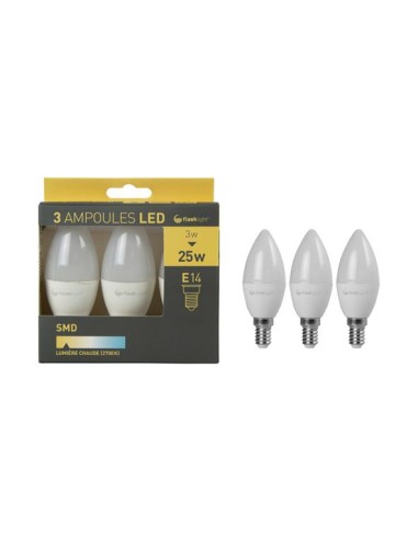ampole089-3 ampoules led bougie e14 3w