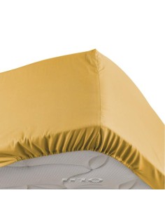 1643406-drap housse 2 personnes 160 x 200 cm percale uni 78 fils percaline miel