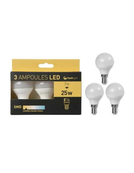 ampole095-3 ampoules led boule e14 3w