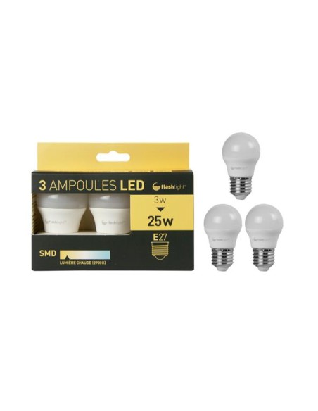 ampole096-3 ampoules led boule e27 3w