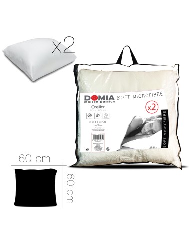 d13966 - set 2 oreillers soft microfibre 60 x 60 cm