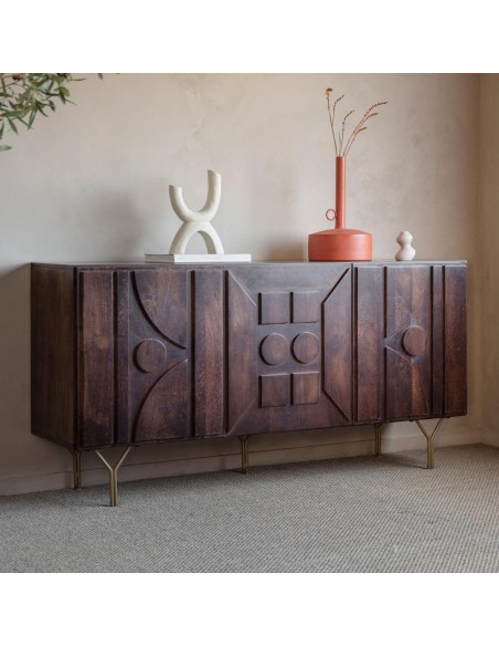 prit77 - buffet 3 portes luija manguier  - 80x160x45cm