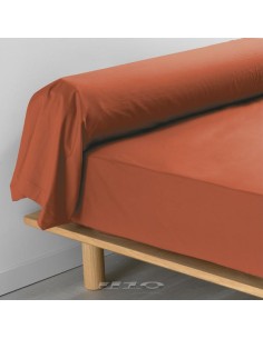 1643398 - taie de traversin 85x185 cm percale uni 78 fils percaline terracotta +