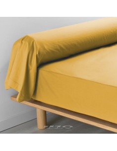taie de traversin 85 x 185 cm percale uni 78 fils percaline miel +p. bourdon