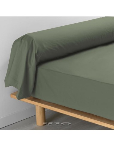1643399 - taie de traversin 85 x 185 cm percale uni 78 fils percaline kaki +p. b