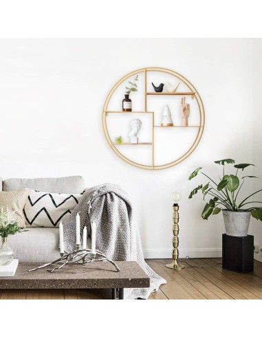 prit63 - etagere ronde bois/metal or 4 etageres 136*32,25*136cm
