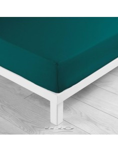 drap housse 2 personnes 180 x 200 cm uni 57 fils lina petrole