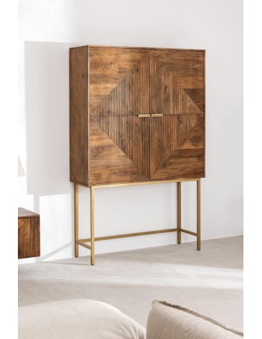 prit13 - buffet haut amyr bois solid/ pieds metal 124*37*195cm