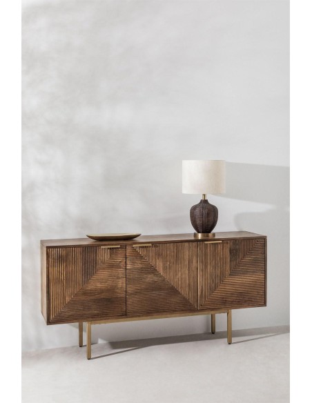 prit11 - buffet bas amyr bois solid/pied metal 153*35*75cm