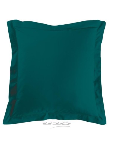 1643364 - taie d'oreiller volant plat 63 x 63 cm uni 57 fils lina petrole +point