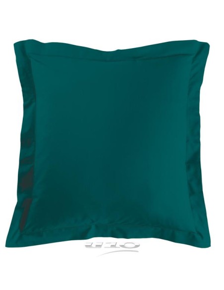 1643364 - taie d'oreiller volant plat 63 x 63 cm uni 57 fils lina petrole +point