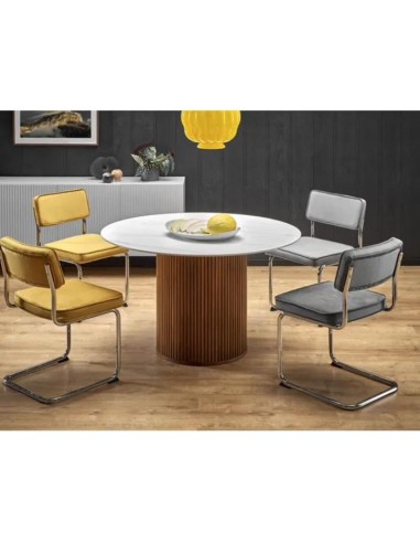 prit93 - table repas ronde bois / marbre 76*120*120 cm