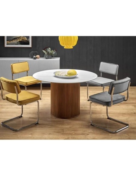 prit93 - table repas ronde bois / marbre 76*120*120 cm