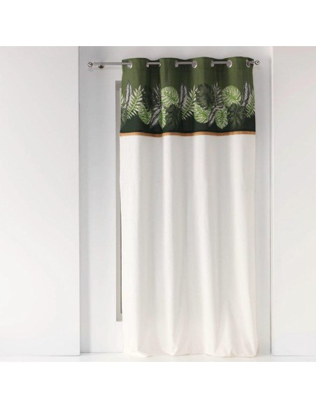 rideau a oeillets 140 x 240 cm coton uni+top imprime+jute guinee