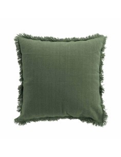 1609064-coussin dehous. compr. franges 45 x 45 cm coton uni vanina kaki