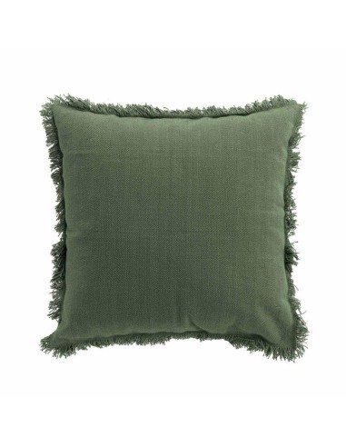 1609064-coussin dehous. compr. franges 45 x 45 cm coton uni vanina kaki
