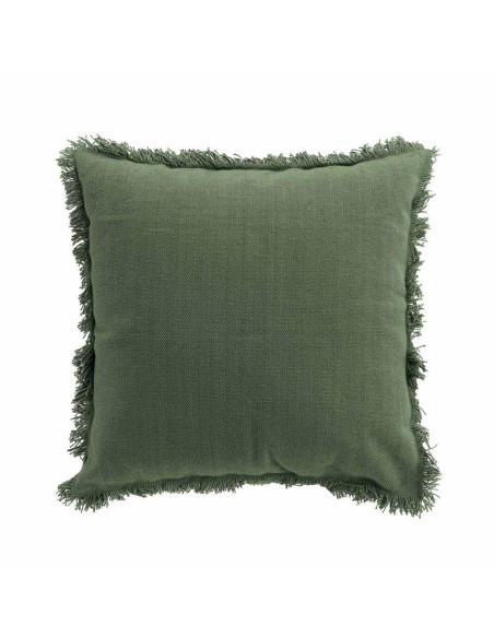 1609064-coussin dehous. compr. franges 45 x 45 cm coton uni vanina kaki