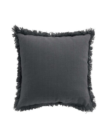 1609067-coussin dehous. compr. franges 45 x 45 cm coton uni vanina anthracite