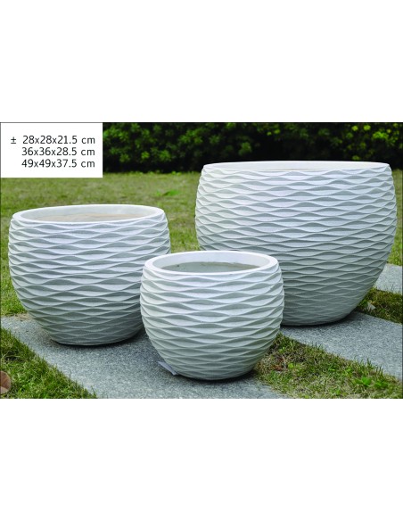 04/1480 pots ronds "wave" blanc- s (é é28 h21.5cm)