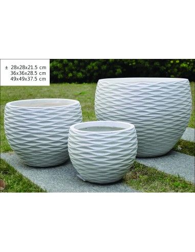 04/1480 pots ronds "wave" blanc- l (é é49 h37.5cm)