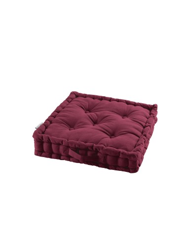 1609171-coussin de sol 45 x 45 x 10 cm coton uni panama bordeaux